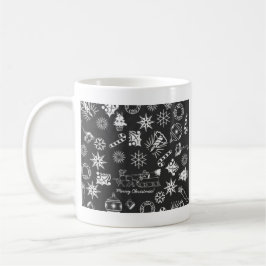 God jul Santa Symbols, Black and White Kaffemugg