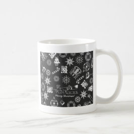 God jul Santa Symbols, Black and White Kaffemugg