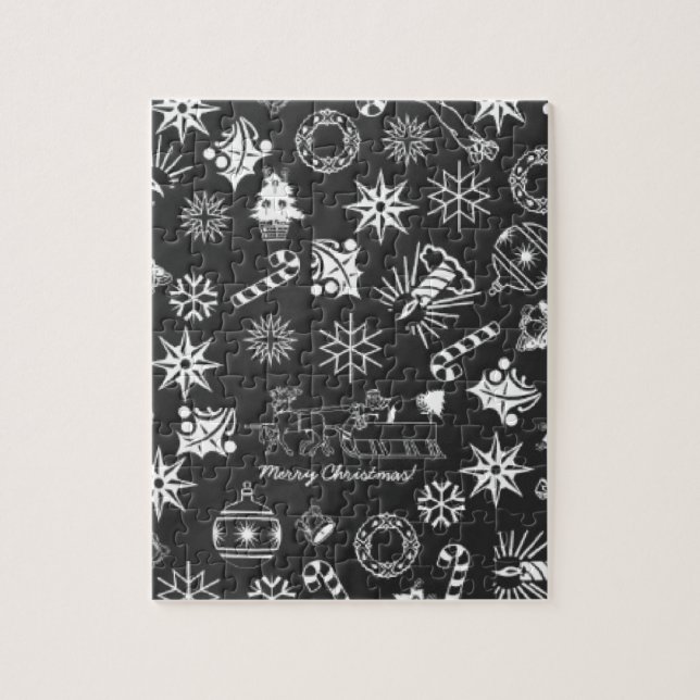 God jul Santa Symbols, Black and White Pussel (Vertikal)