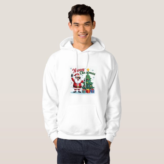 God jul | Santa & Träd Design Hoodie (Hel framsida)