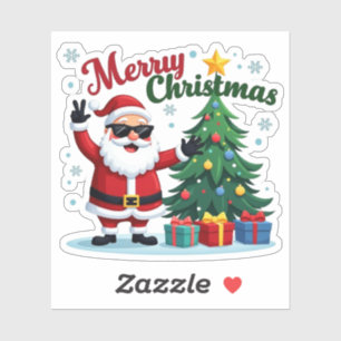 God jul Santa & Träd Design Klistermärken