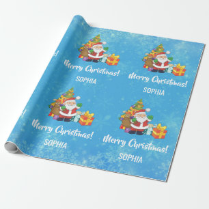god jul Santa Träd-presenter som anpassar Namn Presentpapper