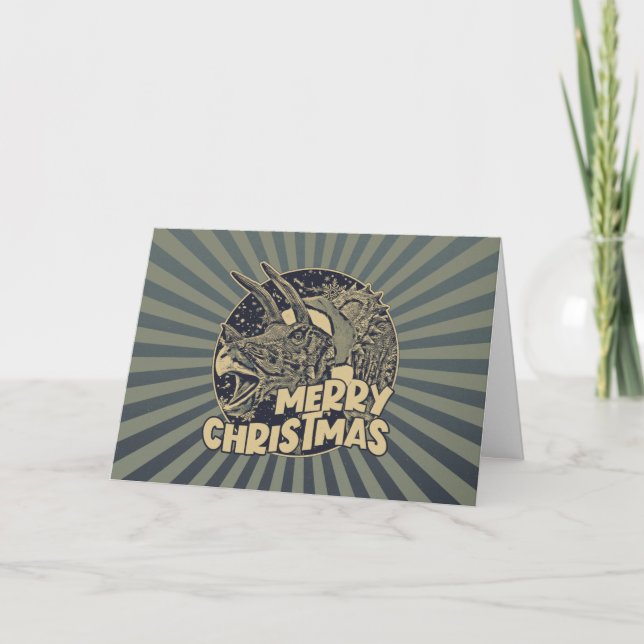 God jul Santa Triceratops Dinosaur Helgkort (Framsida)