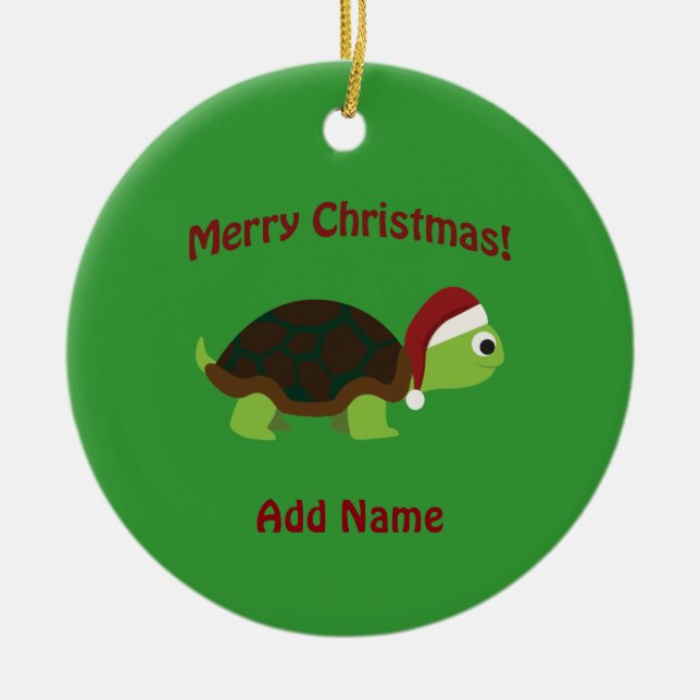 God jul! Santa Turtle Julgransprydnad Keramik (Framsidan)