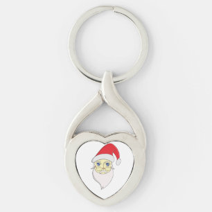 God jul Santa Twisted Heart Silverfärgad Nyckelring
