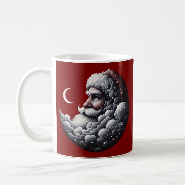 God jul - Santa vid måne Kaffemugg (Vänster)