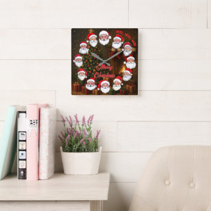 God jul Santa Wall Clock Fyrkantig Klocka