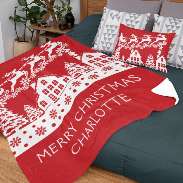 God jul Santa Winter Snöflingor Namn Fleecefilt (Skapare uppladdad)