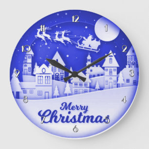 God jul Santa Winter Ville Stor Klocka