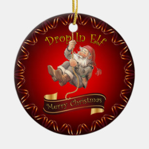 God jul ~ Santa's Drop in Elf ~ Ceramic O Julgransprydnad Keramik