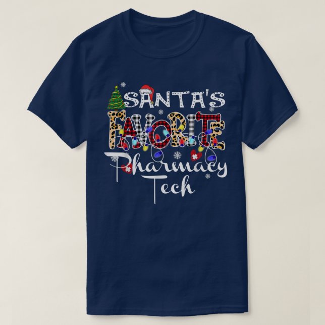 God jul Santa's Favorite Pharmacy Tech Xma T Shirt (Design framsida)