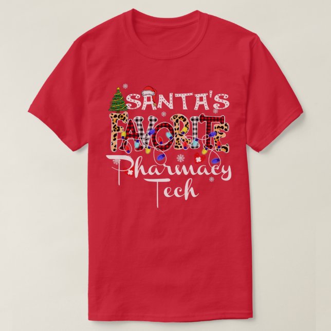 God jul Santa's Favorite Pharmacy Tech Xma T Shirt (Design framsida)