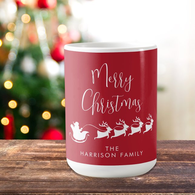 God jul Santas Reindeer Sleigh Red Kaffemugg (Skapare uppladdad)