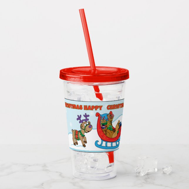 God jul Santa's Reindeers Take Away Mugg (Framsida Ice)