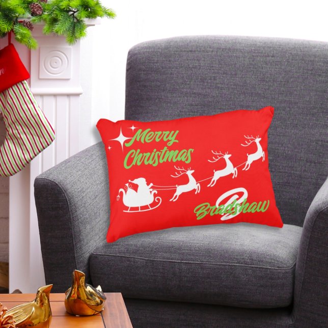God jul Santa's Sleigh accent Pillow Prydnadskudde (Skapare uppladdad)