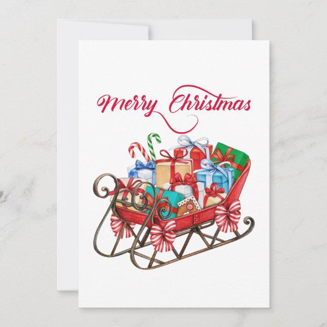 God jul Santa's Sleigh med Presenter Inbjudningar (Framsida)