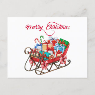 God jul Santa's Sleigh med Presenter Vykort
