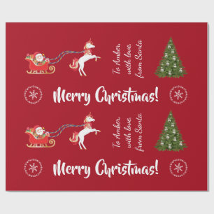 god jul Santa's Sleigh Unicorn Personalize Presentpapper