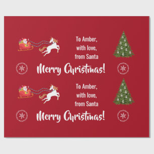 God jul Santa's Sleigh Unicorn Personalize Presentpapper