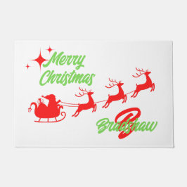 God jul Santa's Sleigh White Doormat