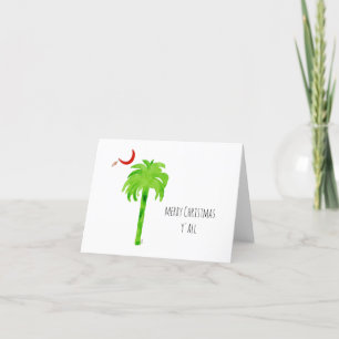 God jul SC Palmetto Träd Tack Kort