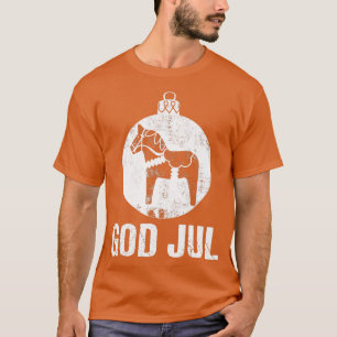 God Jul Scandinavian Dala Horse Ornament God Jul T Shirt