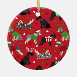 God jul Schnauzer Ceramic Ornament