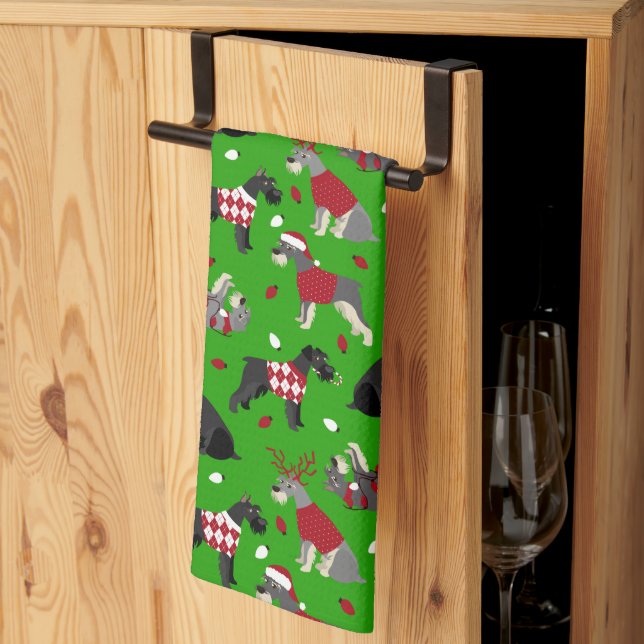 God Jul Schnauzer Kitchen Towel Kökshandduk (Thirds Fold)