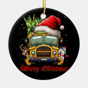 God jul School Buss Driver X-mas Snögubbe Re Julgransprydnad Keramik