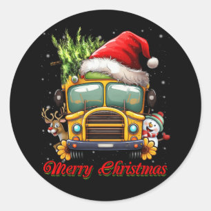 God jul School Buss Driver X-mas Snögubbe Re Runt Klistermärke