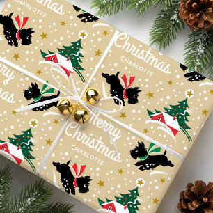 God jul Scottie Hund Snö Roligt Namn Guld Presentpapper