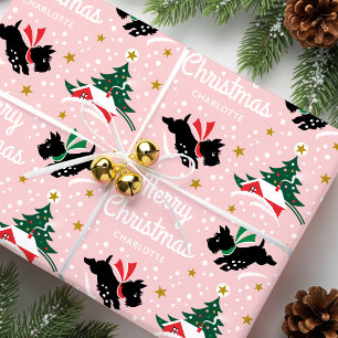 God jul Scottie Hund Snö Roligt Namn Rosa Presentpapper