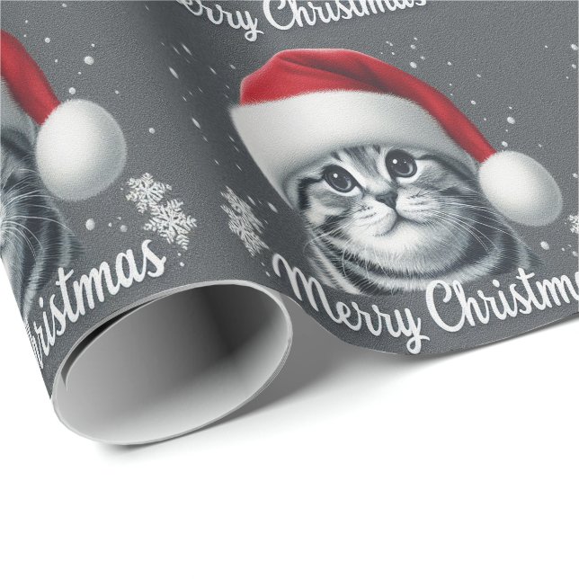 God jul Scottish Fold Cat, Julafton Santa Cat Presentpapper (Rullad Hörn)