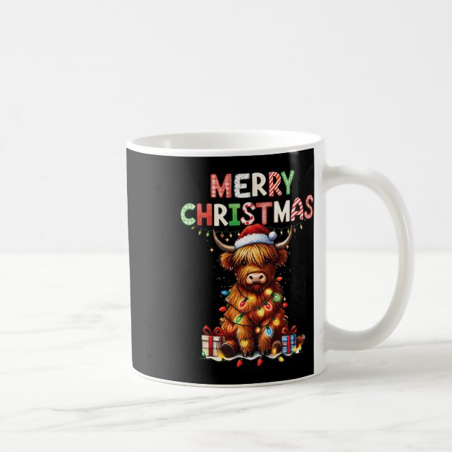 God jul Scottish Highland Cow Julafton Farm An Kaffemugg (Höger)