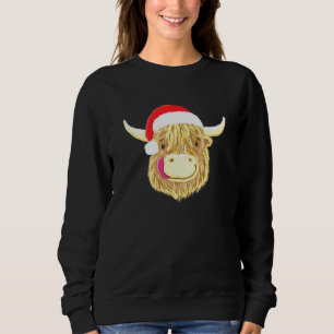 God jul Scottish Highland Cow Santa Hat T Shirt