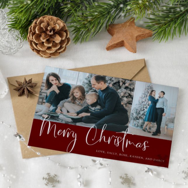 God jul Script 2 Photo Collage Helgdag Red (Skapare uppladdad)