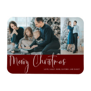 God jul Script 2 Photo Collage Helgdag Red Magnet