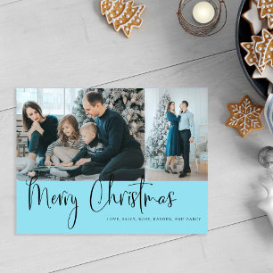 God jul Script 2 Photo Helgdag Blue Vykort