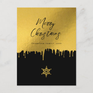 God jul Script Black & Guld non Photo Helg Vykort