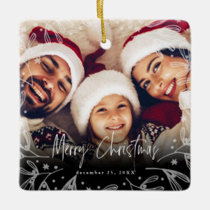 God jul Script Copy Photo Ceramic Ornament