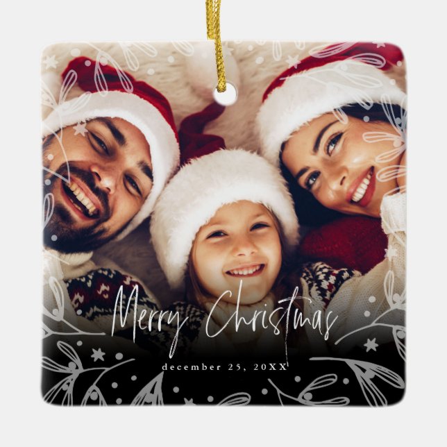 God jul Script Copy Photo Ceramic Ornament (Framsida)