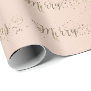 God jul Script Faux Guld Pastel Rosa ros Presentpapper