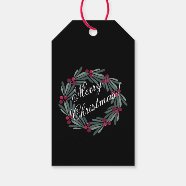 God jul Script Grönt Holly WAN Presentetikett (Framsidan)