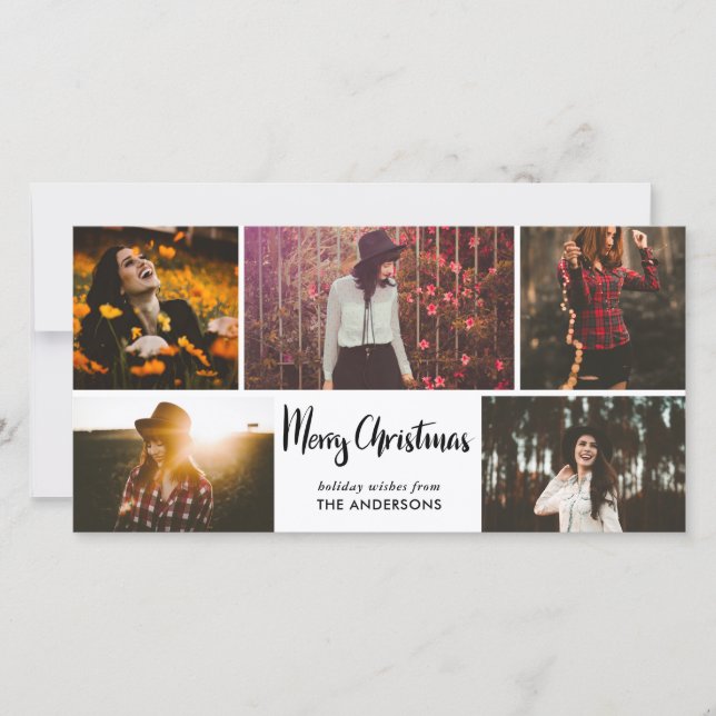 god jul Script Helgdag fem fotokollage Julkort (Framsida)