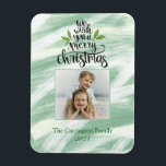 God jul Script Photo Julhälsningar Magnet<br><div class="desc">Skicka speciella hälsning i år med den här festliga och söta helgdag. Vem som helst vill att kärlek ska få en sådan här Julhälsningar. Vilken söt keepsaké.</div>