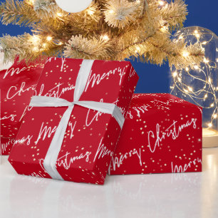 god jul Script Red White Guld-konfetti Presentpapper
