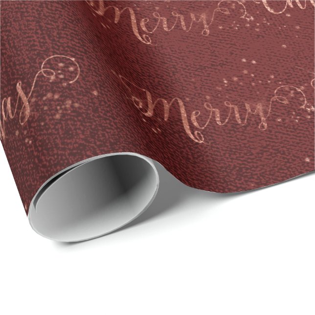God jul Script Ro Guld Ombre Burgundy Presentpapper (Rullad Hörn)