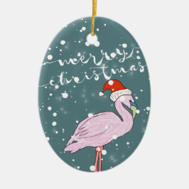 God jul Script Rosa Flamingo Tropical Julgransprydnad Keramik