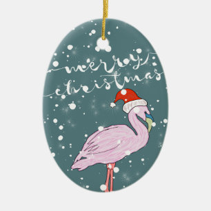 God jul Script Rosa Flamingo Tropical Julgransprydnad Keramik