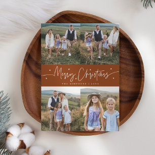 God jul Script Terracotta Multi Photo Julkort